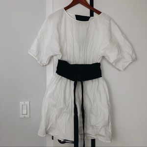 Zara white shirt dress with black waisted details